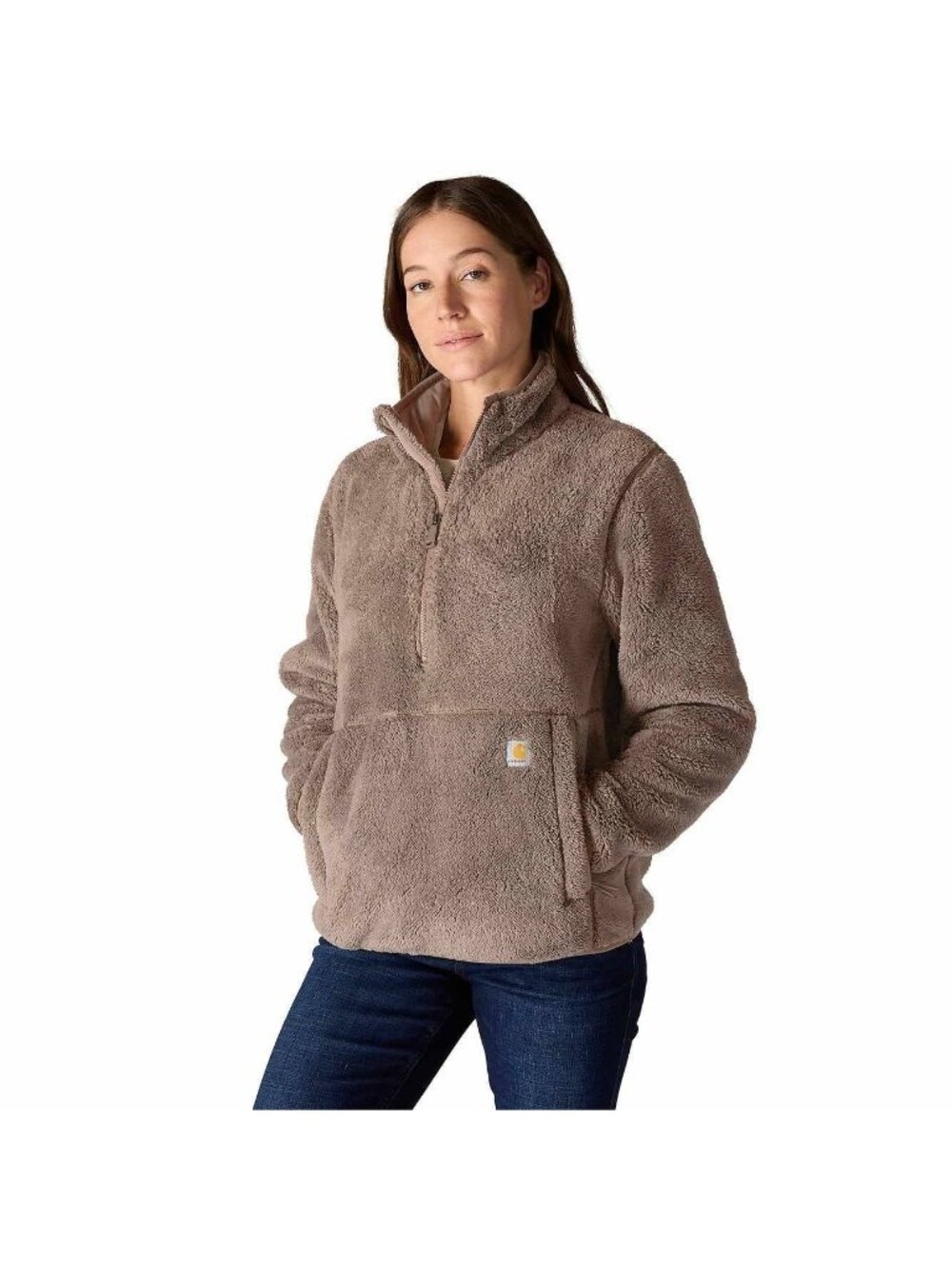 Carhartt Women's Loose Fit Fleece Half Zip Pullover Soft Sepia OJ6470